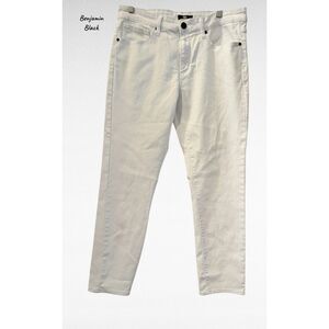 Benjamin Black Men’s White Jeans Slim Fit Stretch Denim Clean Minimal